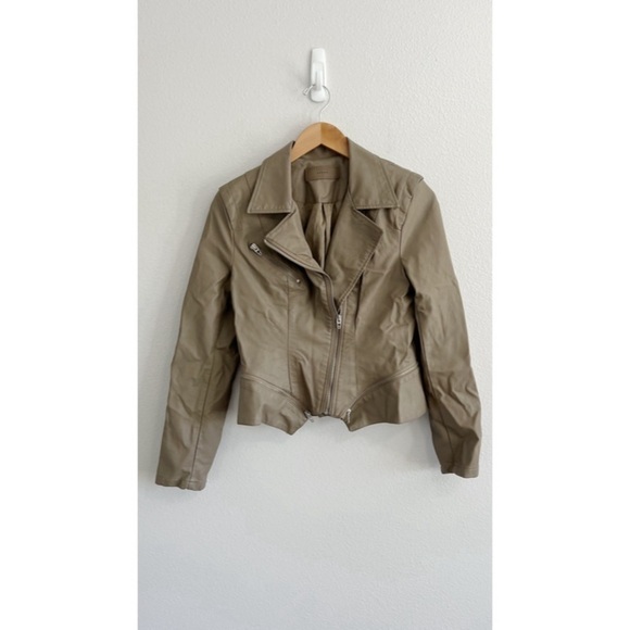 Blank NYC Taupe Brown Faux Leather Moto Jacket M - Picture 1 of 11